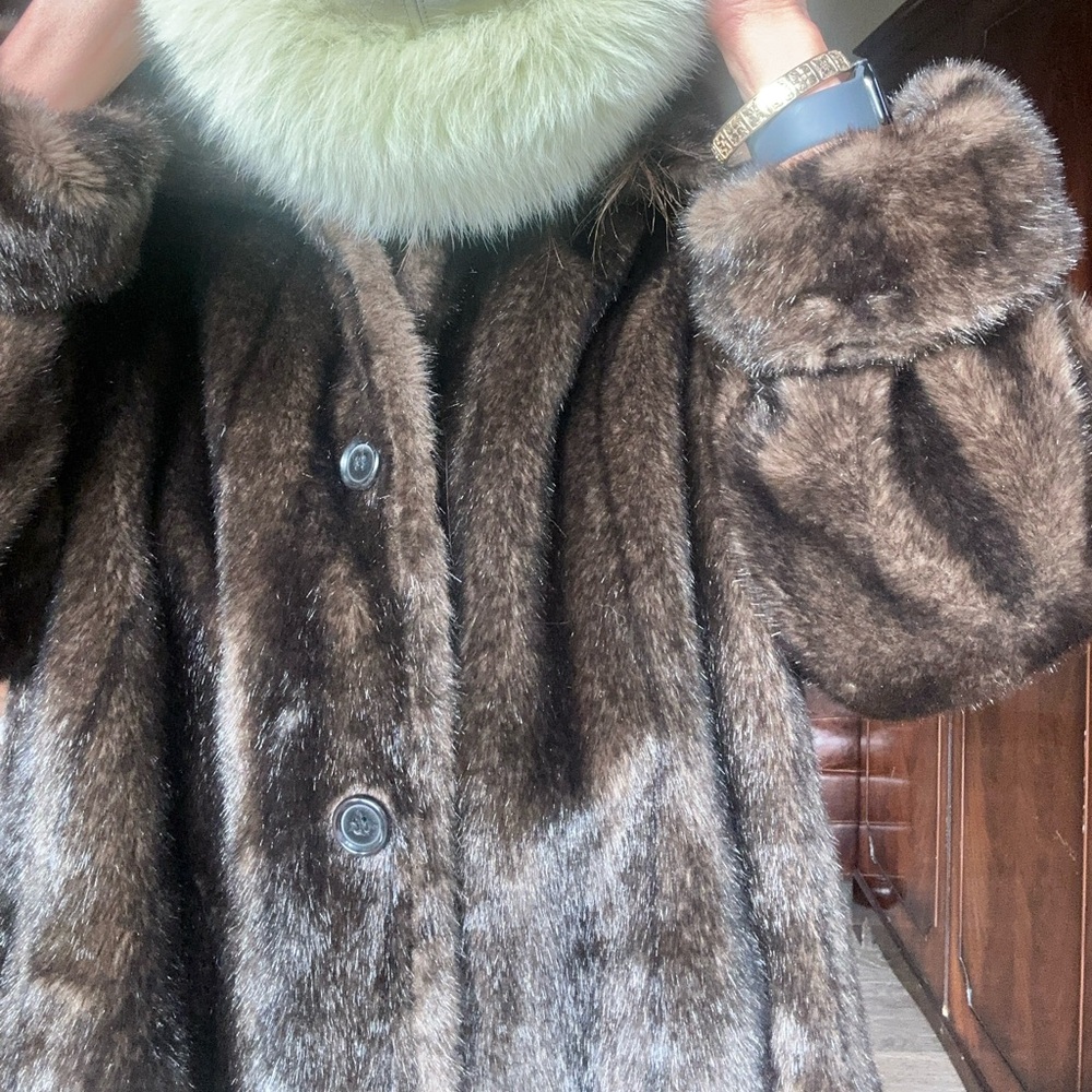 Gallery Brown Faux Mink Teddy Jacket reversible